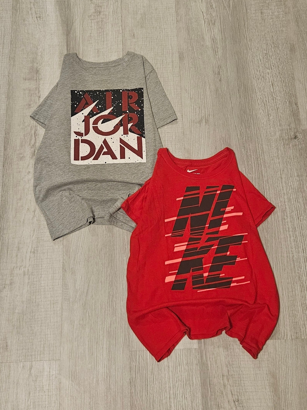 Nike + Air Jordan Kids Large T-Shirt Bundle Gray & Red